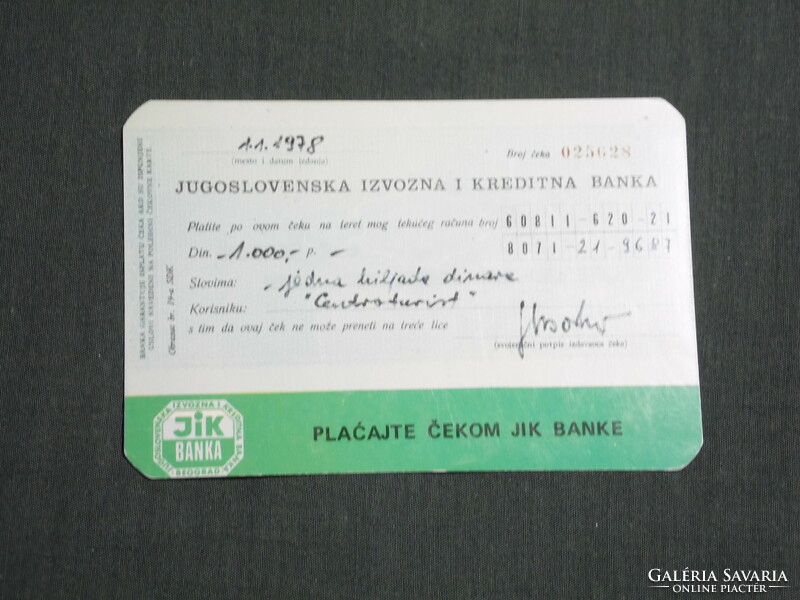Kártyanaptár, Jugoszlávia,Szerb,bank, Jugoslovenska Izvozna i Kreditna banka , 1978,   (4)