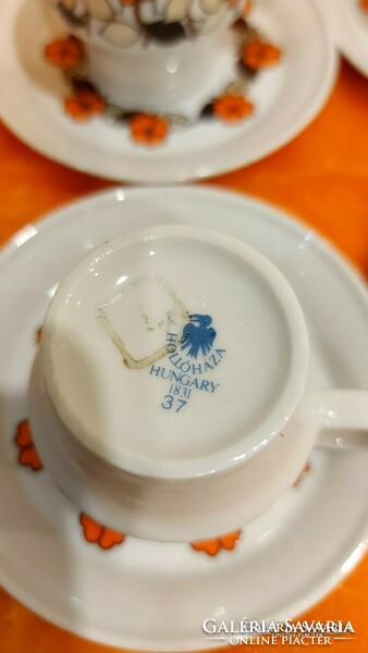 Hollóháza retro 6-person porcelain coffee set