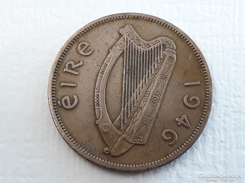 Ireland 1 penny 1946 coin - Irish 1 penny 1946, hen with chicks foreign coin