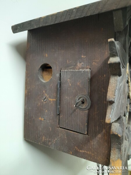 Alt Német,Germay XIX.Század Schwarzwaldi Fa Faragású Autentikus Láncos,Ütős Kakukkos Fali Óra.