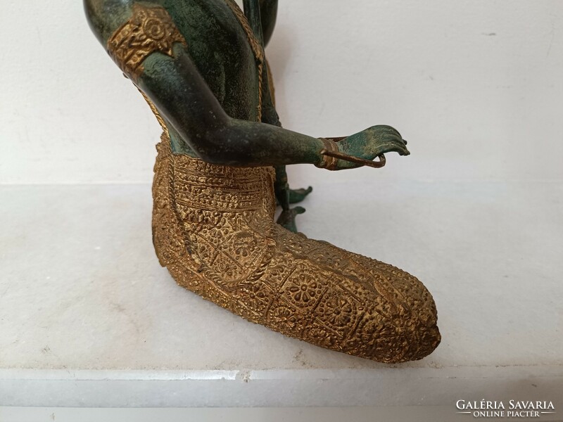 Antik buddhista bronz szobor Buddha zenész 441 8185