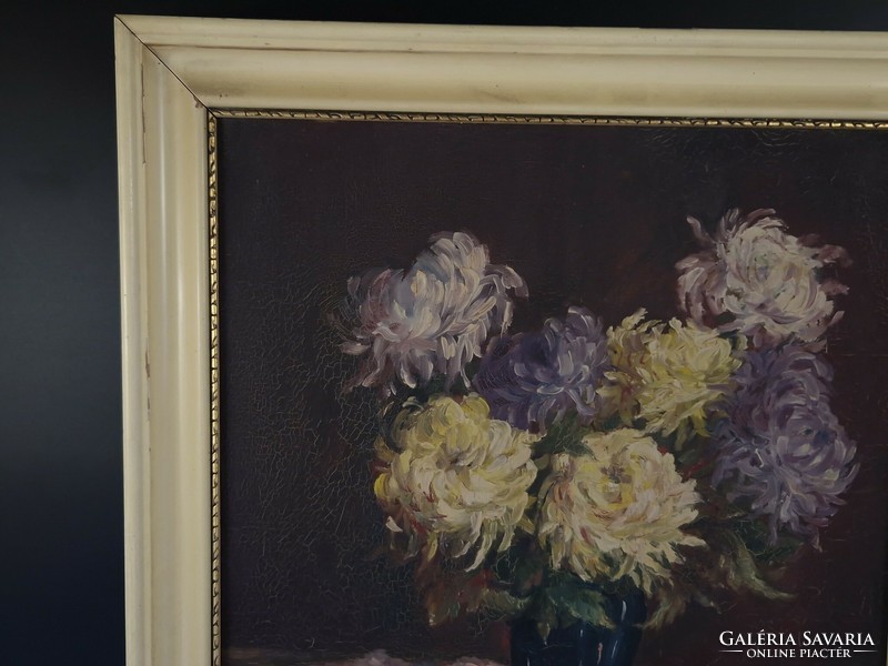 Schneider - virág csendélet olaj vászon festmény