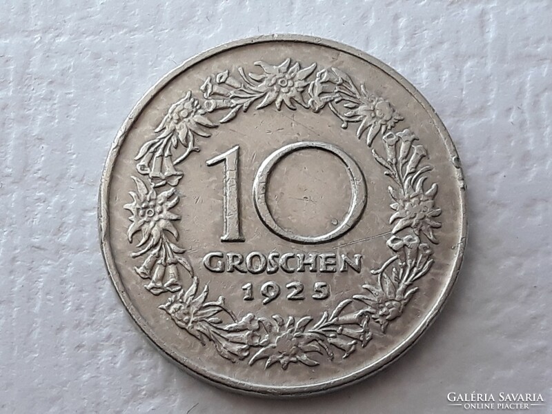 10 Groschen 1925 érme - Osztrák 10 gröschen 1925 külföldi pénzérme