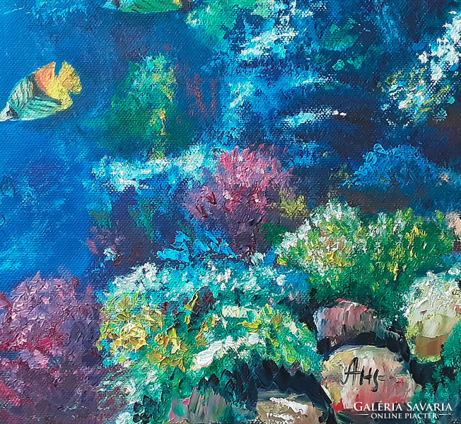 Antiipina galina: in the depths of the sea, oil painting, canvas, 58x58cm