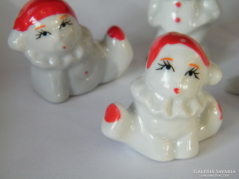 Mini porcelain pierrot clown figures 5 pcs