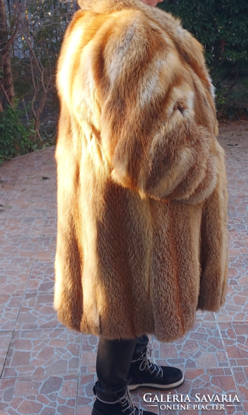 Women's long red fox fur coat