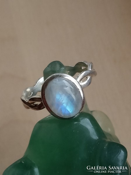 Rainbow moonstone 925 sterling silver ring size 57