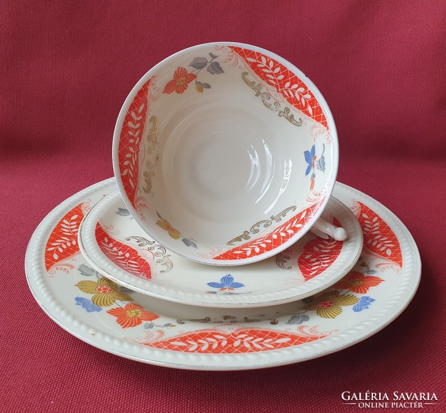 Schwarzenhammer Bavaria német porcelán reggeliző szett kávés teás csésze csészealj kistányér virág