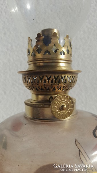 French antique table kerosene lamp, signed by paul dupont
