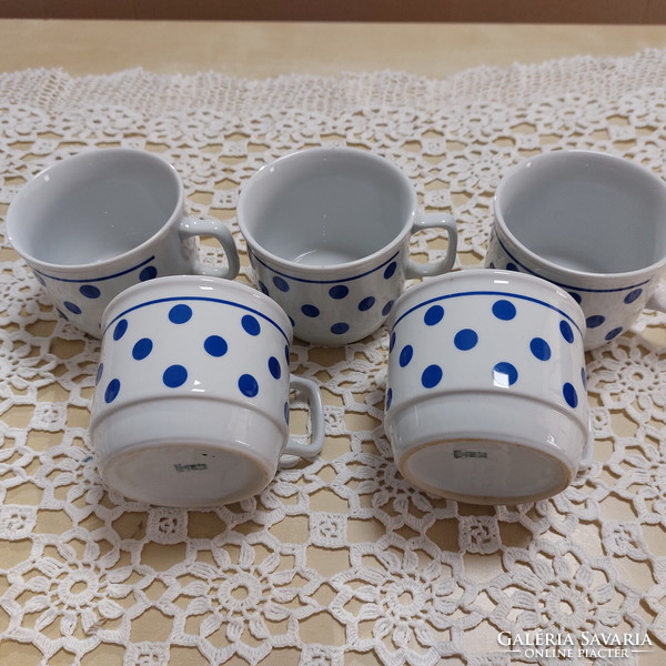 Zsolnay retro, blue polka dot, porcelain mugs, cups
