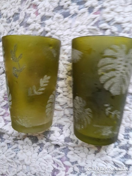 Green glass. Vase