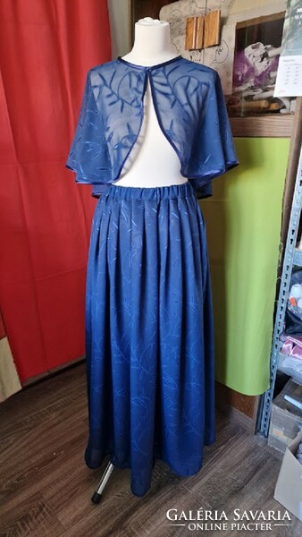 Wedding asz45c - embroidered long navy blue muslin skirt