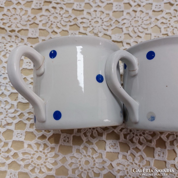 Zsolnay porcelain antique rare blue speckled, polka-dot marked sour cream bowl, mug, cup