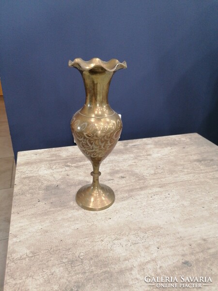 Old engraved copper vase, 24 cm