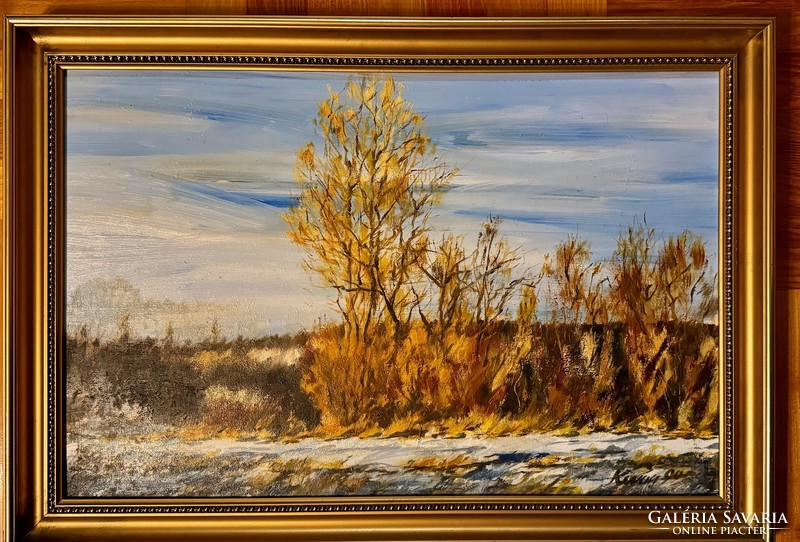 Winter sunshine - painting by Ferenc Kovács