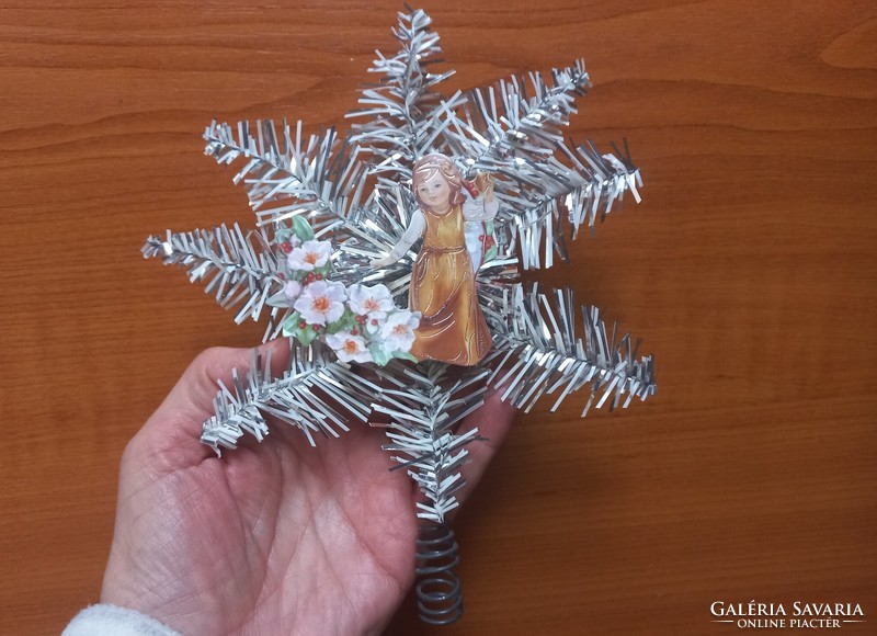 Old paper angel Christmas tree top decoration