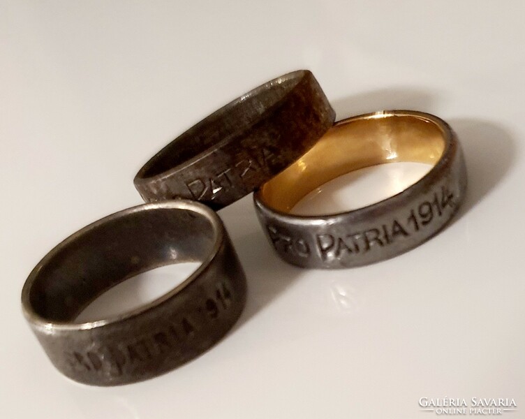 Lined with gold and silver and an iron (3 pcs) 1st Vh pro patria ring from 1914