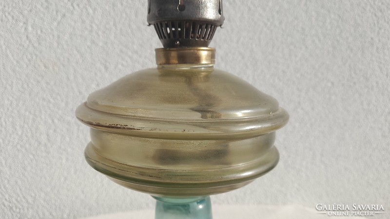 Painted glass kerosene table lamp, flawless, 47 cm high