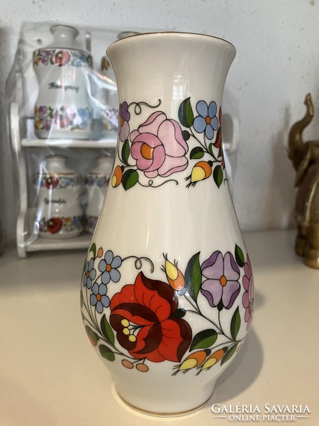 Kalocsai mintás kézzel festett porcelán váza