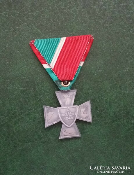 Horthy national defense cross 1940 war metal award with original breast band