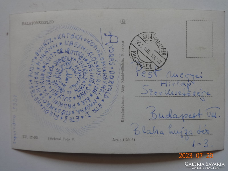 Régi képeslap: Balatonszepezd, részletek (1963)