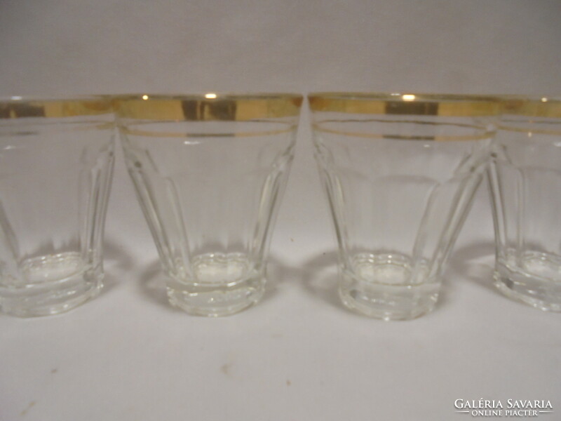 Six retro classic pressed coffee cups together - glass - with gilded edges