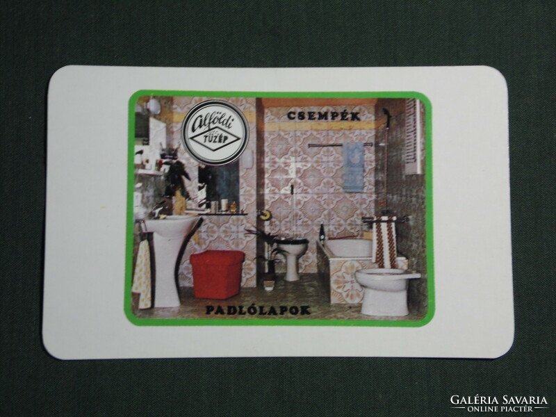Card calendar, Alföld tüzep building material company, Szeged, tiles, bathroom, 1980, (4)