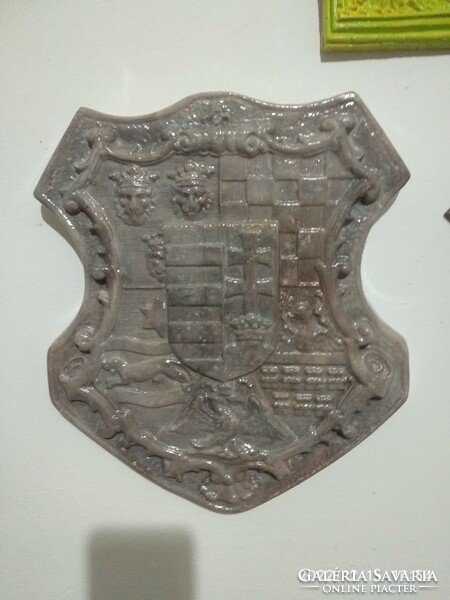 Large size, 32x28 cm wall decoration Hungarian coat of arms, relief, bas-relief