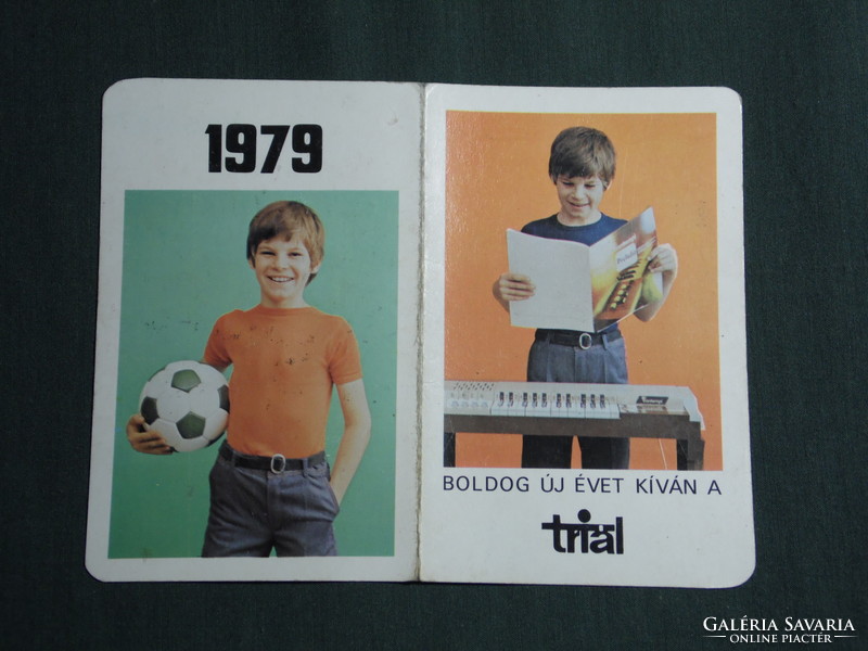 Kártyanaptár,Triál,sport,játék hangszer áruház,Budapest, gyerek modell, kisvasút,,1979,   (4)