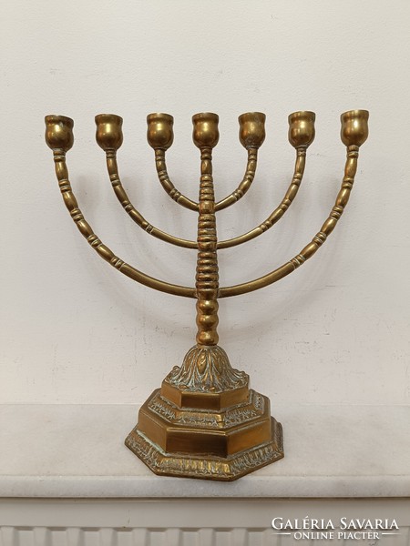 Antik menora judaika réz zsidó gyertyatartó 7 ágú menóra 470 8248