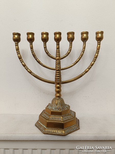 Antique menorah Judaica copper Jewish candle holder 7 branch menorah 470 8248