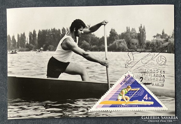 X. Kayak-canoe world championship 1973 Tampere canoe singles - cm postcard