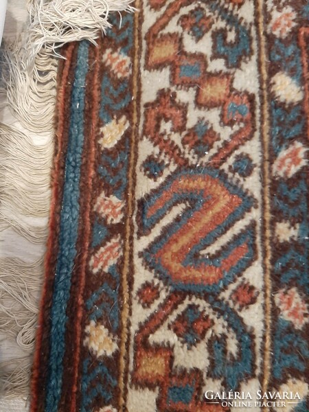 Antique hand-knotted thick wool rug or wall hanging