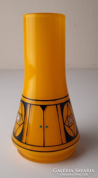 Art deco glass small vase with hand-painted decoration