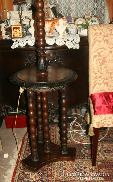 Antique floor lamp with folding table
