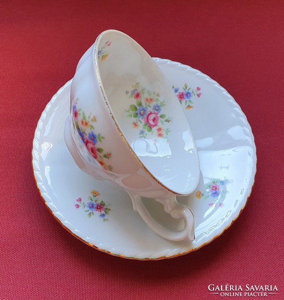 Weissen Bavaria német porcelán teás kávés szett virág mintával csésze csészealj tányér
