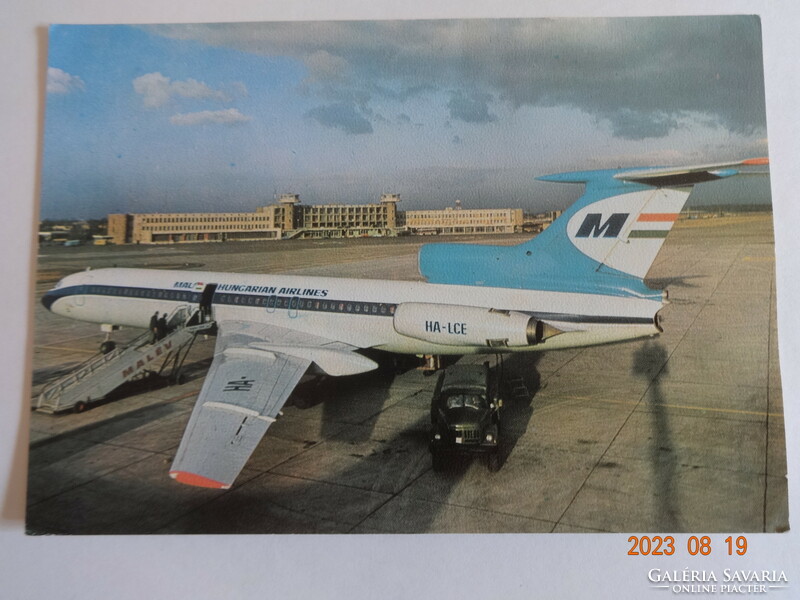 Régi postatiszta MALÉV képeslap: TU-154 Három-sugárhajtóműves repülőgép