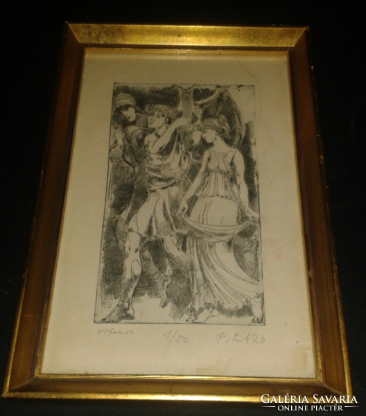 József Pituk Victorian: Orpheus (etching)