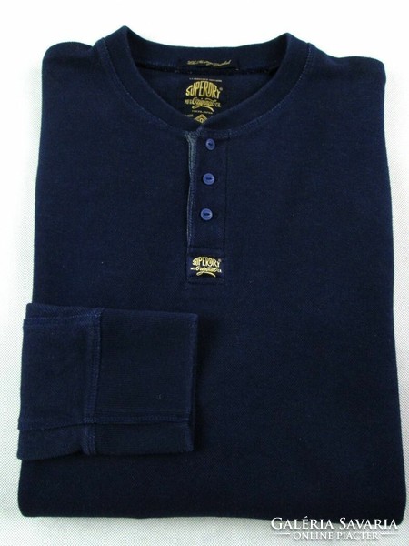 Original superdry (xs / s) elegant long sleeve navy blue men's pullover