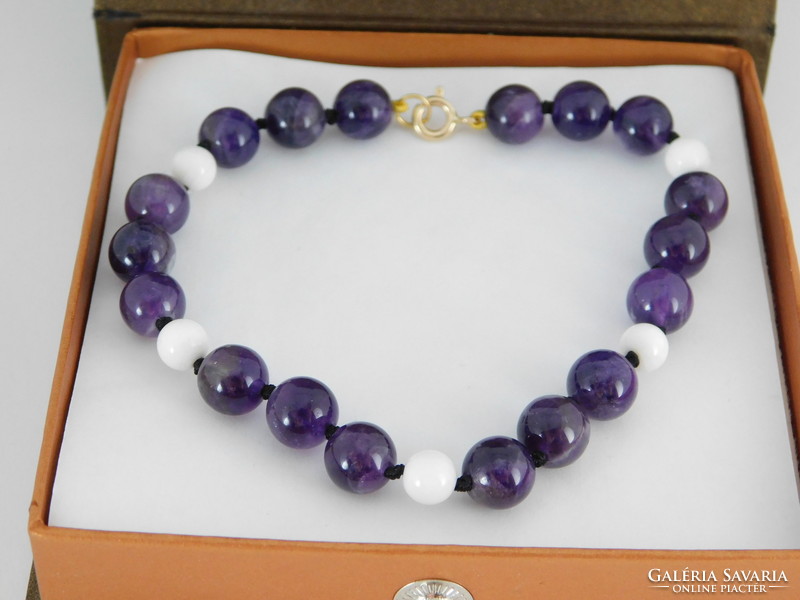 14K gold amethyst white coral bracelet