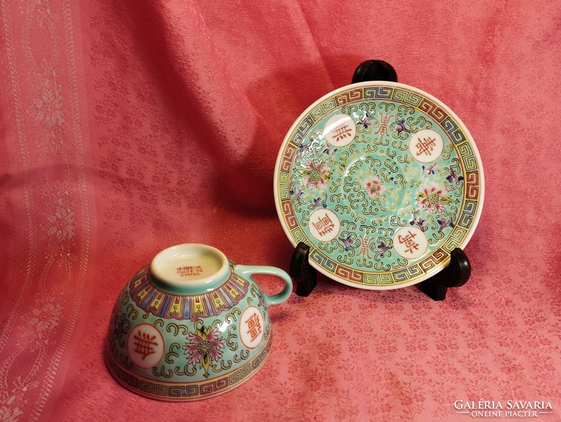 Famille - Jaune, kínai porcelán kávés csésze aljjal