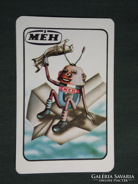 Kártyanaptár,MÉH hulladékhasznosító vállalat,grafikai rajzos,reklám baba,figura,robot, 1979,   (4)