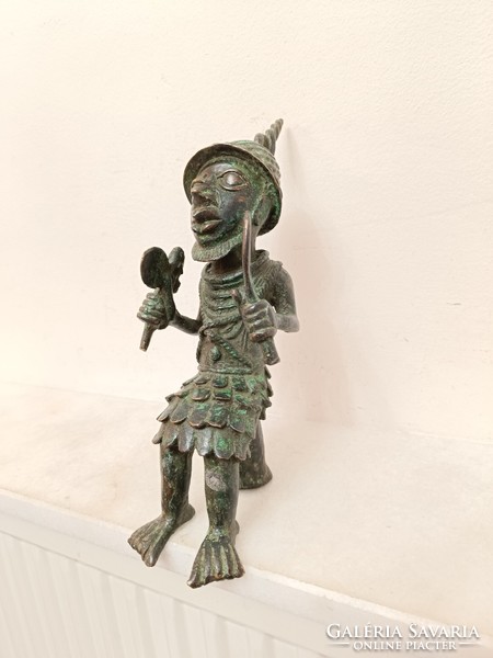 Antik afrikai szobor benini bronz harcos Benin 455 8191