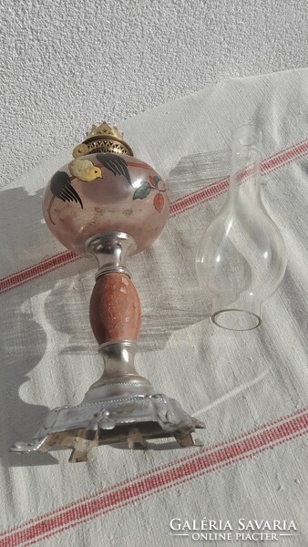 French antique table kerosene lamp, signed by paul dupont