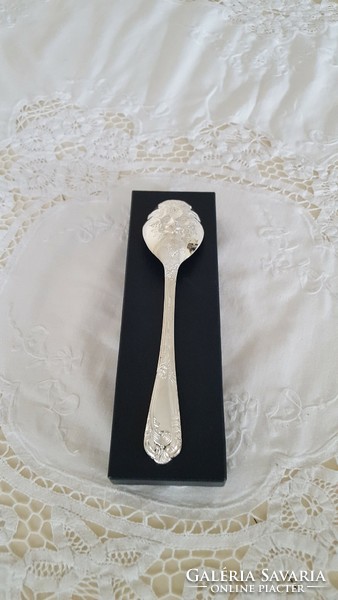 Beautiful English relief, silver-plated jam spoon, 2 pcs with box.