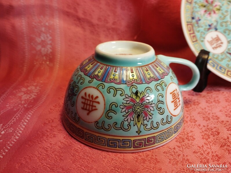 Famille - Jaune, kínai porcelán kávés csésze aljjal