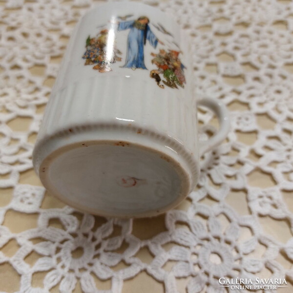 Antique Zsolnay porcelain Snow White and the Seven Dwarfs, dwarf fairy tale mug, fairy tale cup