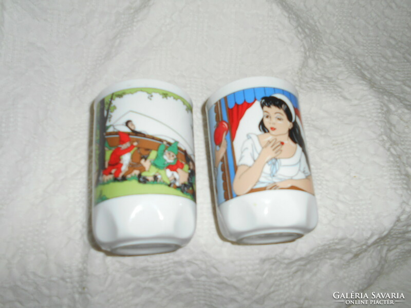 2 Zsolnay snow white fairy tale patterned porcelain cups