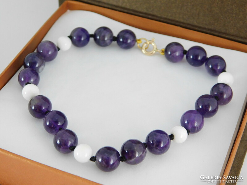 14K gold amethyst white coral bracelet