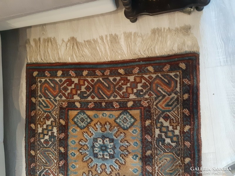 Antique hand-knotted thick wool rug or wall hanging